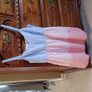 💚🌸Host Pick🌸Fun & Flirty Linen Pastel Colour Block Dress Size Medium